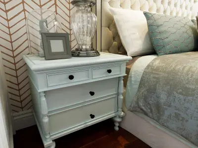 Double bed 3D Model - European Bedroom 3D model