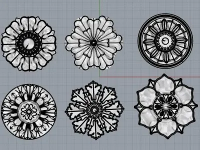 ProArt - Rosette Ornament Collection 1 for CNC and  3D model