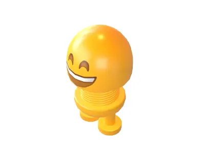Car Spring Expression Decoration Toys Grinning Face v1 001 Low-poly 3D model