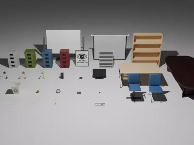 GAME READY OFFICE ASSET PACK Free low-poly 3D model