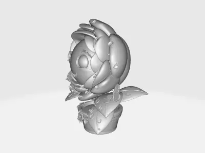 Valentine Rose Planter Smiling Flower Character Romantic  3D print model