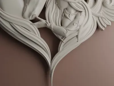 Horse Angel Heart Bas Relief 3D print model