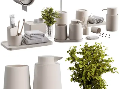 Bathroom-accessories-set-2 bathroom set with toiletries and p... 3D model