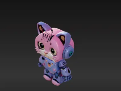 Robot Cat 3D Model - Game Ready - Low poly Low-poly 3D model purchase