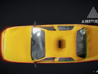 New York Taxi Yellow Cab Low-poly 3D model