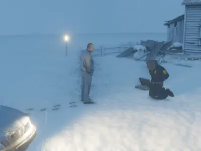 Snowy House Scene Real-Time Eevee Render Low-poly 3D model