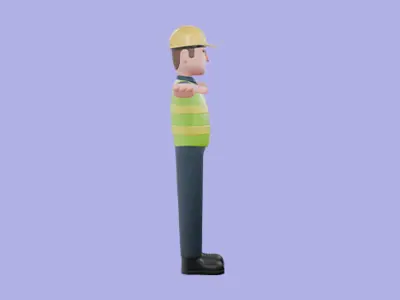 Stylized 3D Male Engineer Character - Cartoon Construction Man 3D model