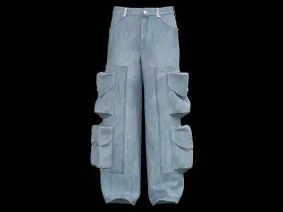 Male cargo denim jean 3D model