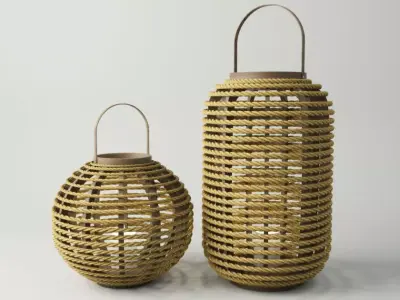 Bamboo and Jute Lanterns 3D model