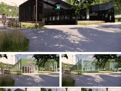 Three Subway Station Entrances with Elevator in Kyiv 3D Model Collection