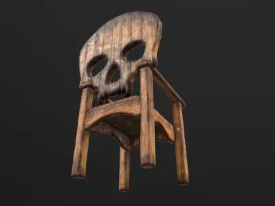 Wooden Skull Chair Low-poly 3D model