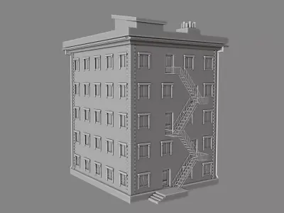 House apartment building with fire escape Free 3D model