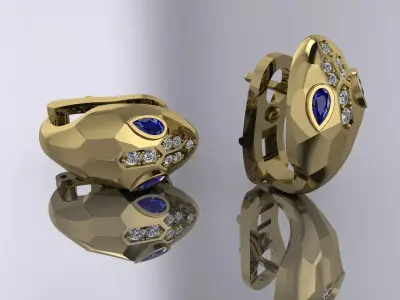 Bvlgari Snake Earrings Jewelry Brand Gold  3D print model