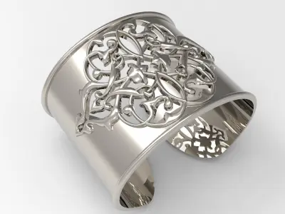 Gold cuff bangle Islamic design model bg0006 3D print model