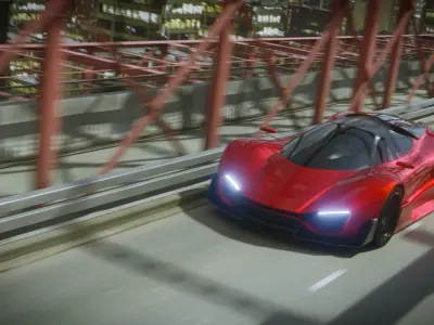 Futuristic Animated Car Scene Low-poly 3D model