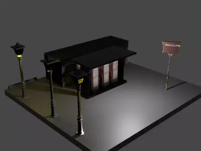 1980 petrol pump Free low-poly 3D model