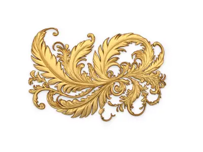 feather decor set wall mural 09 3D model