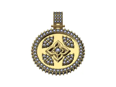 Iced floral star diamond pendant with bail 3D print model