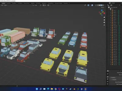 Low Poly Cars and Trucks - 33 in 1 Pack lowpoly Low-poly 3D model