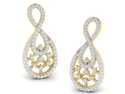 Women Solitaire Diamond Earring 3D print model buy