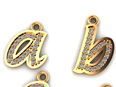 Alphabets Small Letter Pendants - 32 Letters 3D print model