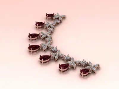 Necklace Centerpiece Jewelry model - Crimson Blossom for her 3D print model