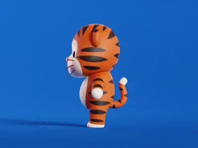 Cartoon Tiger Character Chibi Kawaii Low-poly 3D model