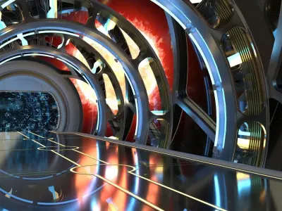 Alien propulsion engines and exhausts   plus sci fi corridor 3D model