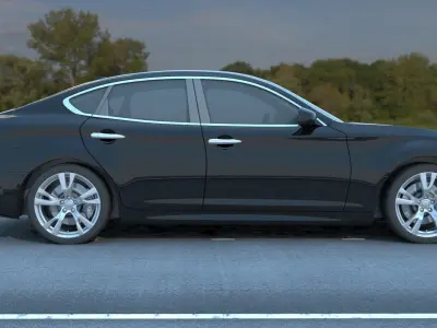 Car d infiniti on road Low-poly 3D model