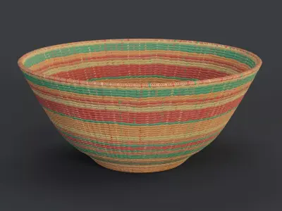 Rattan Bowl PBR Low-poly 3D model