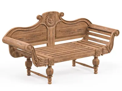 Wodden Bench Low-poly 3D model