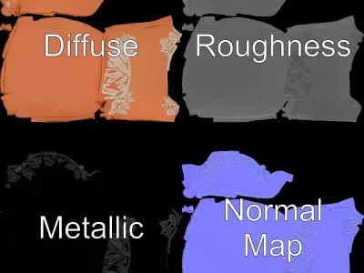 Decorative Cushion Model Pack with Elegant Embroidery Low-poly 3D model