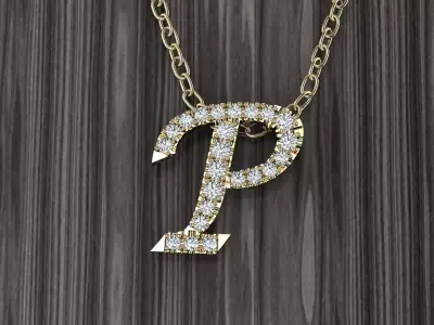 Jewelry Alphabet Pendant P 3D print model