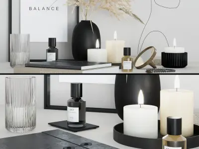 Decorative set with face sculpture 3D model