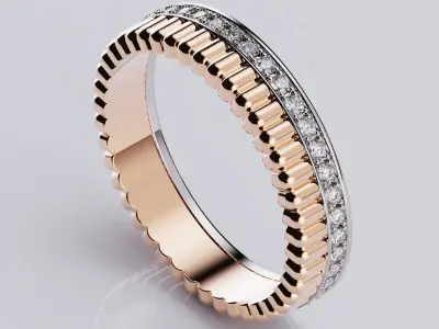 Quatre radiant edition wedding band style 3D print model