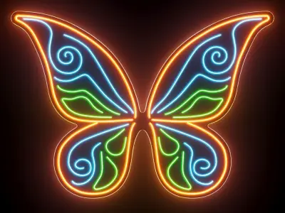 Butterfly Wings Neon Sign 3D model