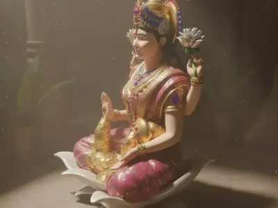 Goddess Lakshmi High-Detail  3D Model 3D print model