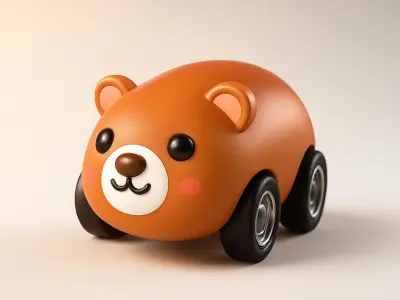 Cartoon Animal Car Cute Pack 01 Low-poly 3D model