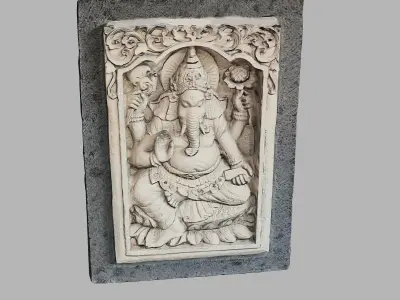 Hindu God Ganesh Stone Barelief Bali style Low-poly 3D model