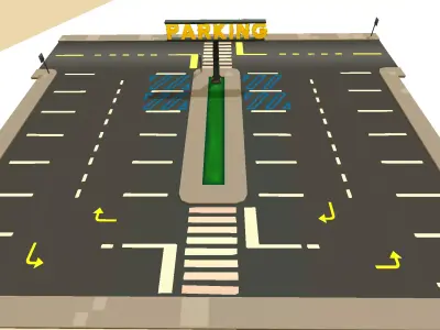 Vehicle Parking Road Low-poly 3D model