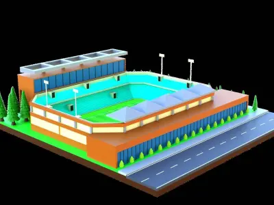 Low poly Football Stadium  Low-poly 3D model