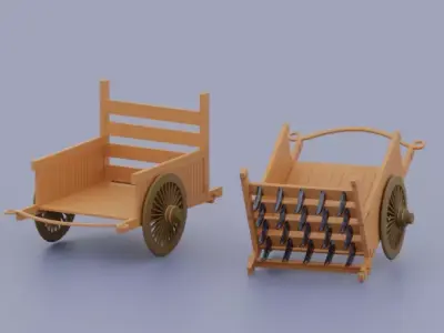 Ancient Chinese chariot Low-poly 3D model