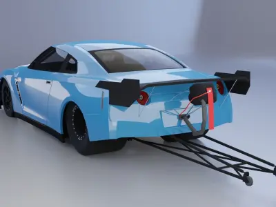 Nissan GTR Drag Racing Car Low-poly 3D model