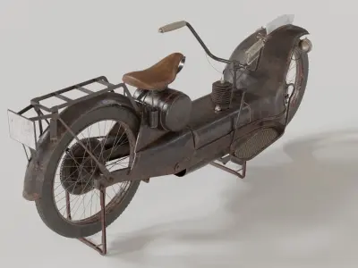 1921 Ner-a-car classic bike black PBR textured model 3D model