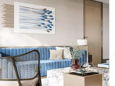 chinese living room dining room interior scenes 15 3D model