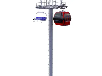 Ski Lift Cableway Car Low-poly 3D model