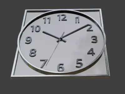 Modern Square Wall Clock Minimalist 3D Model 3D model