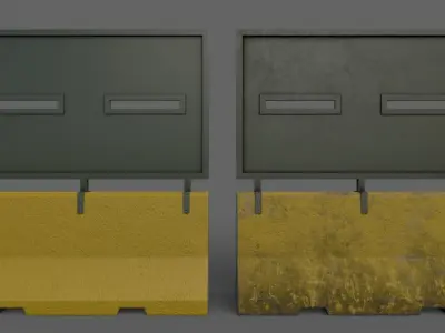 PBR Concrete Roadblock Barrier V7 Low-poly 3D model