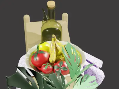 STYLIZED KITCHEN FURNITURE 3D model