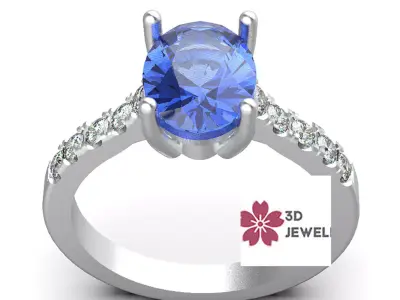 Blue ring oval classic 3D print model